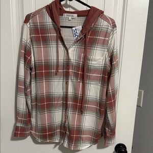 Peach, Gray and White soft hooded flannel from Ross